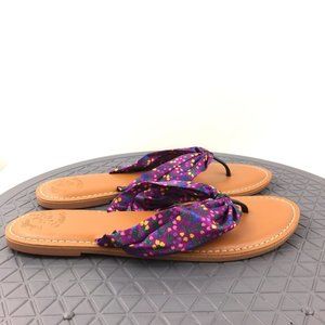 Matilda Jane Clothing Sandals Size 8 Purple Floral Toes In The Sand Flip Flops